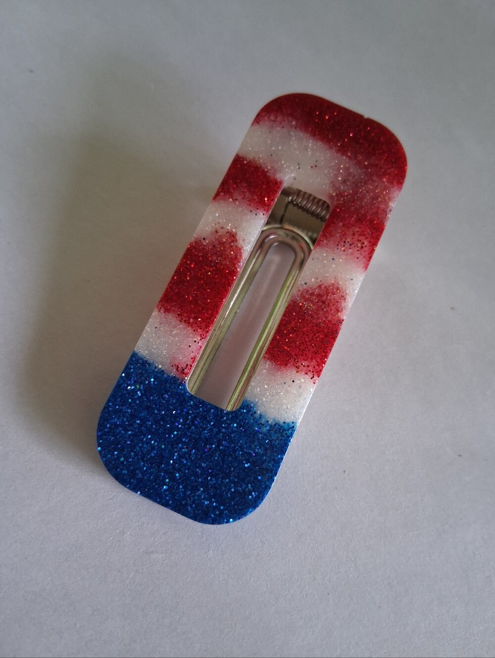 5/$25 Hand Crafted Red White Blue Glitter Hair Clip